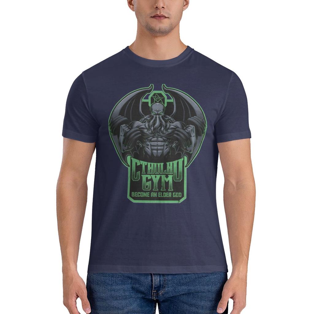 Cthulhu Gym T Shirt For Unisex Pure Cotton Vintage TShirts Round Collar Cthulhu Lovecraftian Horror Tees Short Sleeve Tops Gift