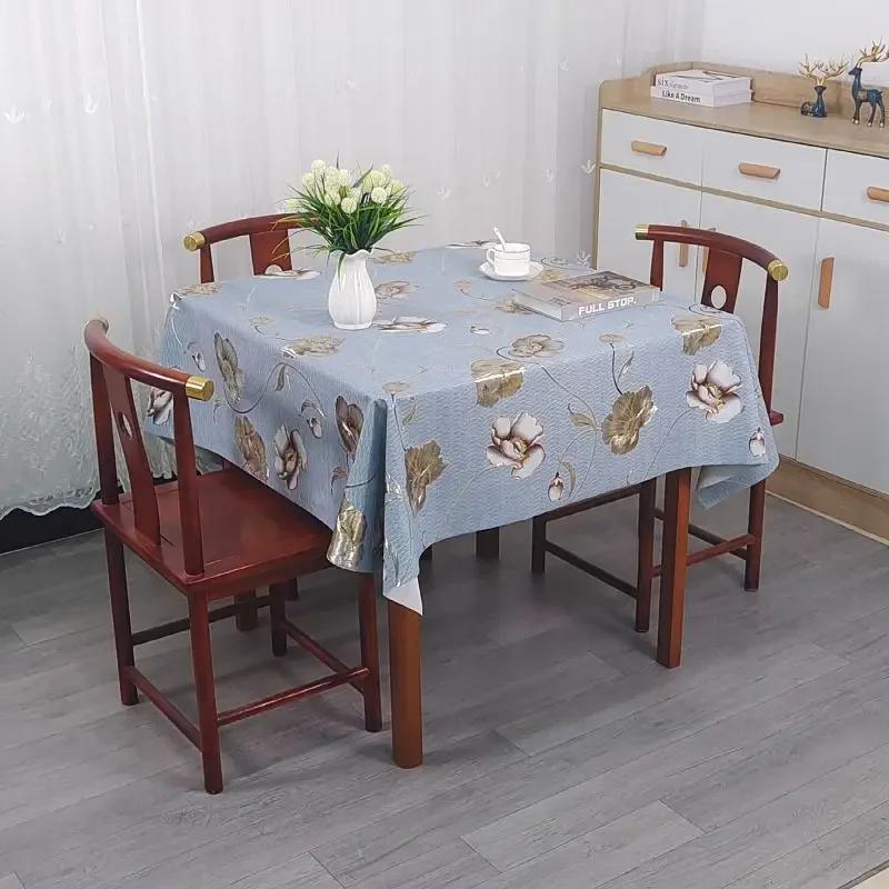 Square PVC Thickened Tablecloth Oil Proof Waterproof Scald Proof Wash Free Table Cloth Household Dining Table Coffee Table Cover