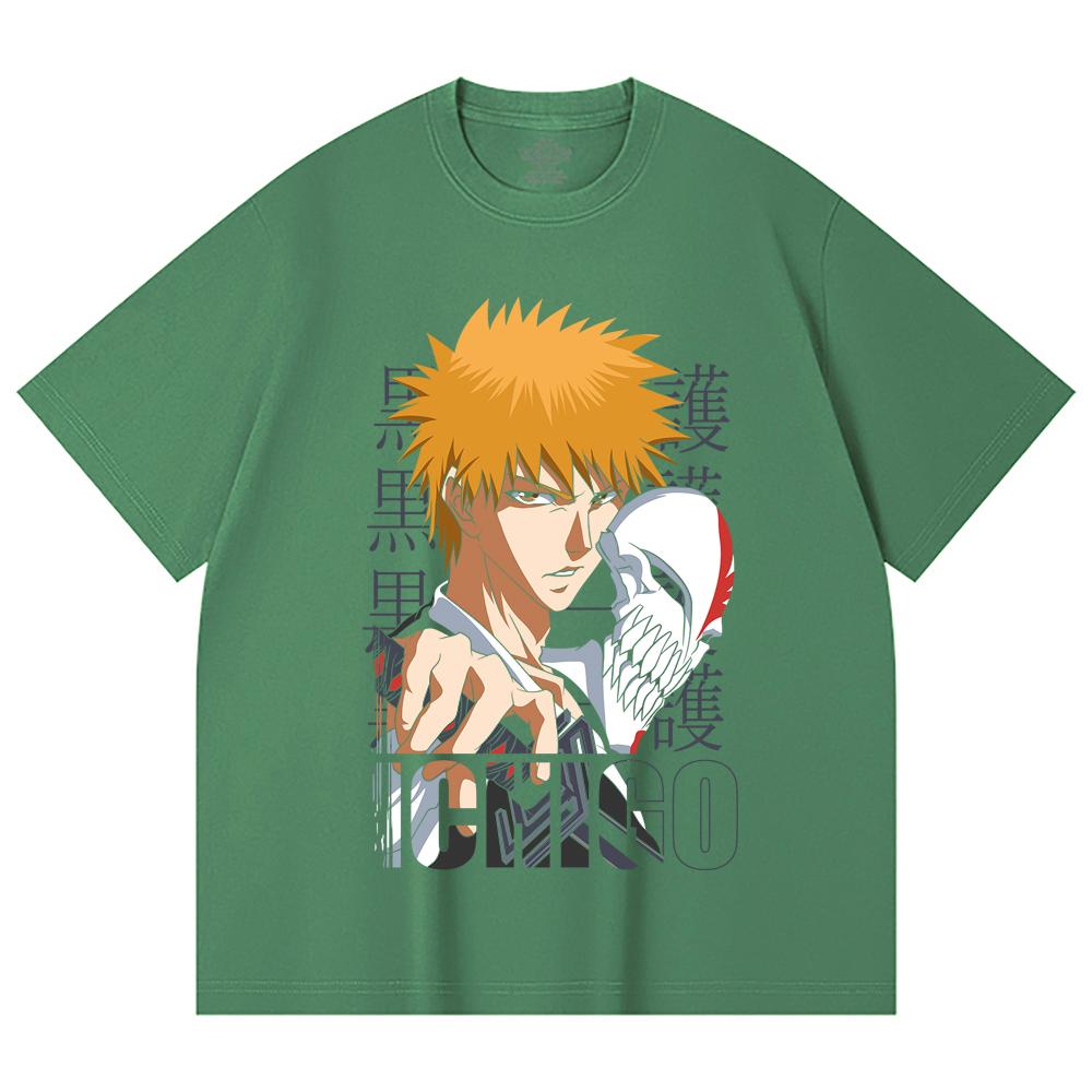 230 Gsm 100% Cotton Bleach V5 Ichigo Print Unisex Heavy Cotton T Shirt