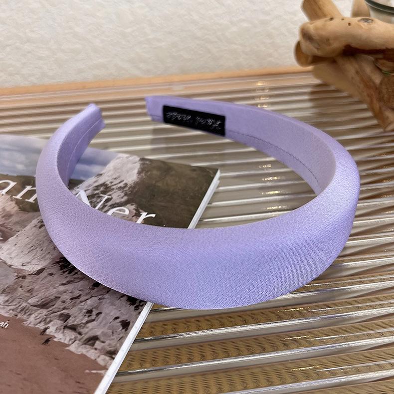 Spring/Summer New Satin Glossy Sponge Wide Hair Hoop Womans Fashion Elegant  Headband Wash Face Hair Band Female Headdress