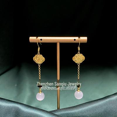 Leichter Luxus Herbst & Winter Chinesischer Stil Retro Jade Ohrringe für Frauen