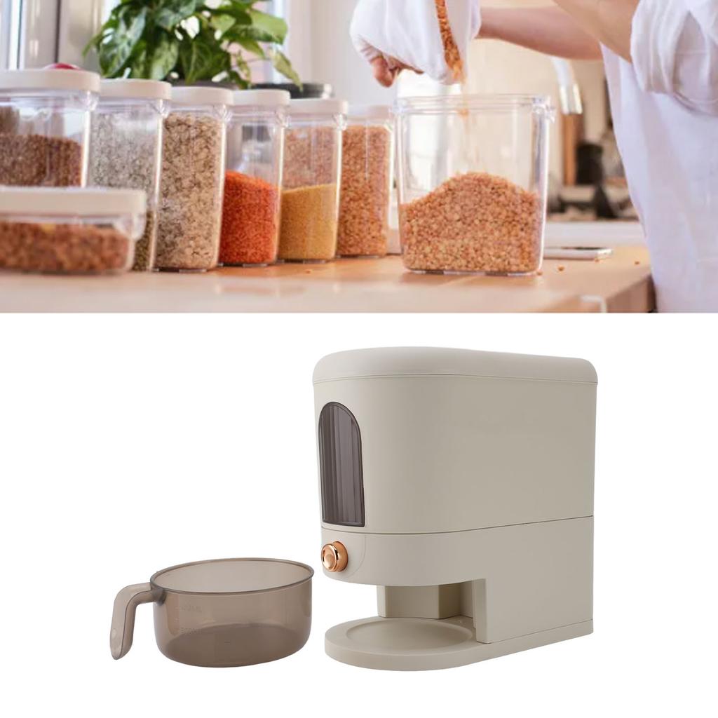 11lb Rice Dispenser Multipurpose Automatic Large Grain Container Household Cereal Dispenser Bucket with Lid for Kitchen Soybean Corn
