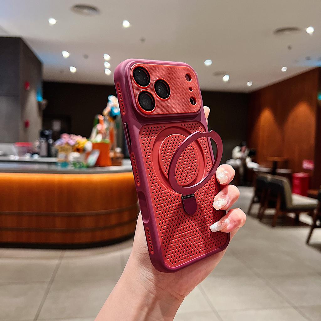 Applicable to Apple 17PROMAX heat dissipation hole mobile phone case magnetic suction bracket iPhone16 matte anti-drop 15 protective case