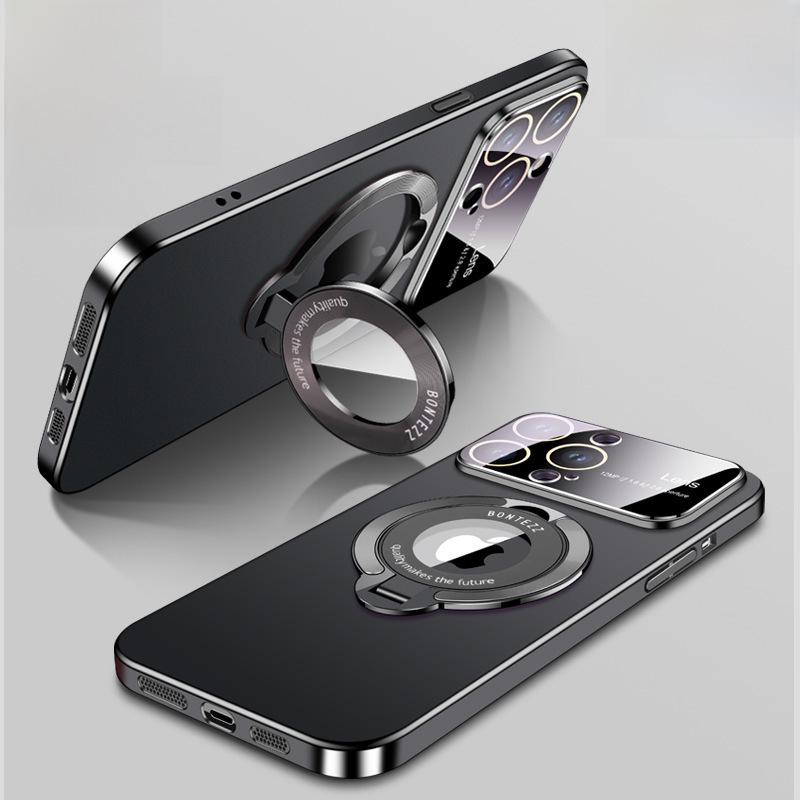 "iPhone 16 Pro Max Frosted Case with Magnetic Metal Bracket for Apple 15"