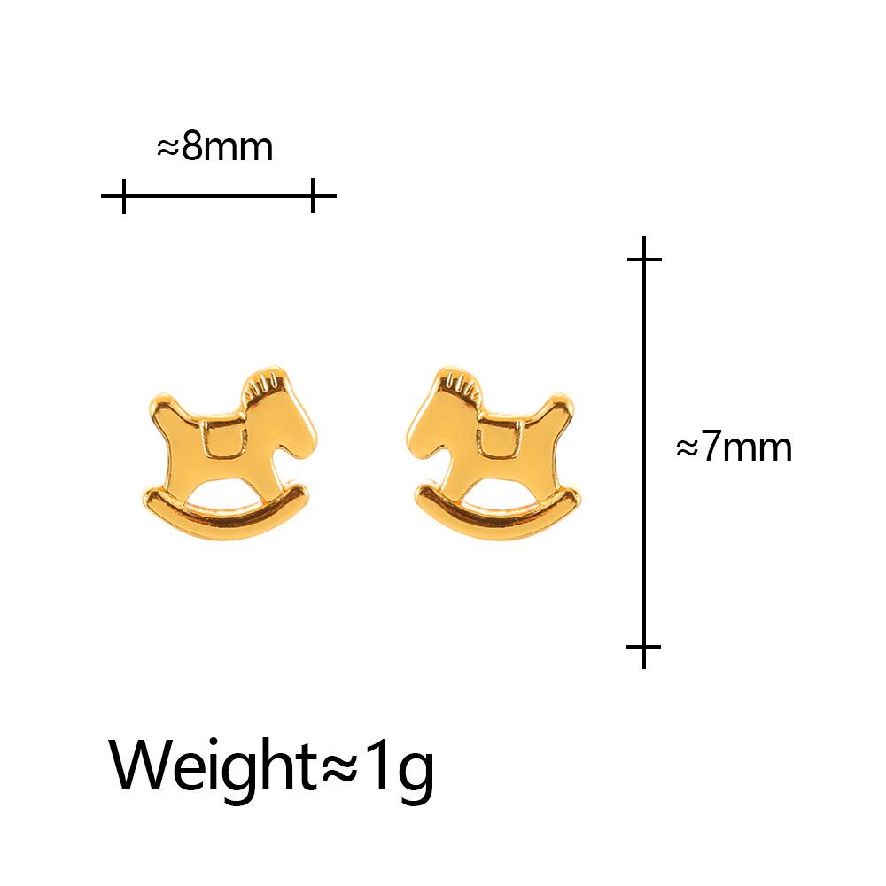 Customized Glossy Geometric Rocking Horse Earrings for Women - Elegant Retro Accessories