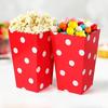 50pcs Red Polka Dot Paper Popcorn Boxes, Multipurpose Snack Containers for Weddings, Birthdays, Anniversaries, Bachelor Parties
