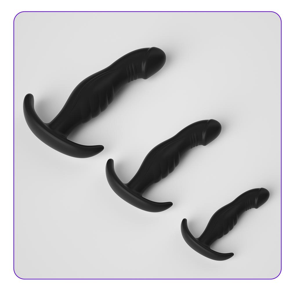 Anal Plug Silicone Butt Plug Realistic Glans Design Textured Prostate Massager Anal Trainer Kit Soft Safe for Beginner Unisex Insert Dildo Masturbator