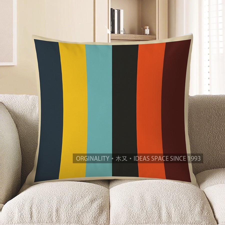 Home Decor Vibrant Striped Pattern Digital Print Pillow Cover Pattern Cushion Cover Suitable for Sofa Bedroom Car Pillow Cover