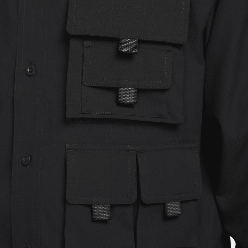 Nike Solid Color Multi-Pocket Collared Single-Breasted Jacket Men Outerwear Black DN3936-010
