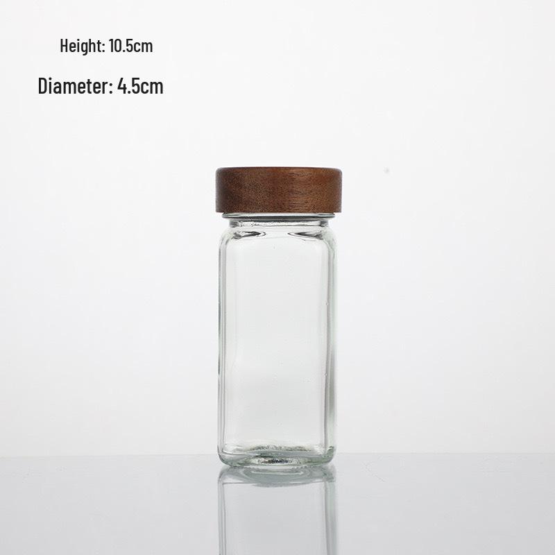Bamboo Lid Glass Spice Jar with Flip-Top