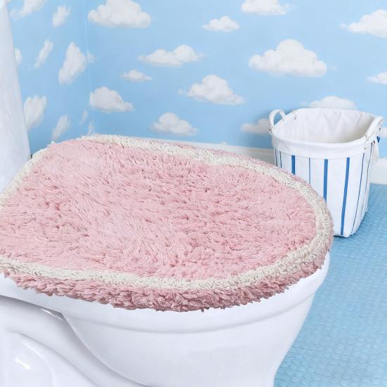 Toilet Mat Safety Elastic Easy Installation Bright Color Toilet Cover Hotel Bathroom Decor Elastic Fit Toilet Accessory