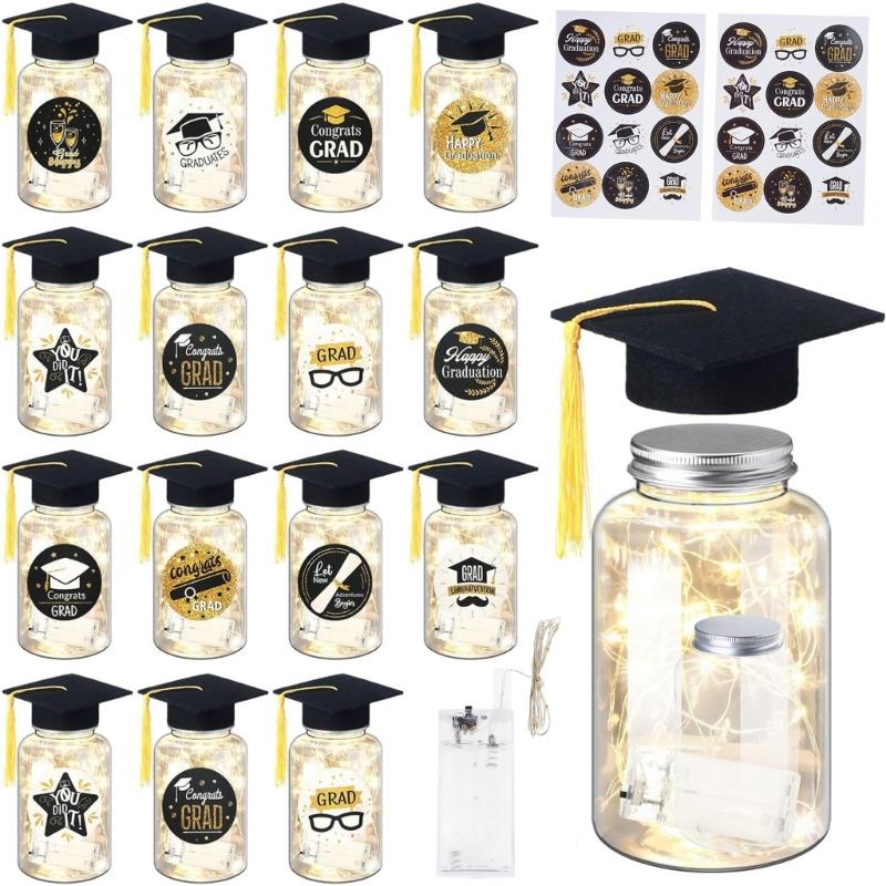 Light up Graduation Mason jar with Graduation Cap Class of 2026 Graduation Centerpieces for Congrats Graduate Party