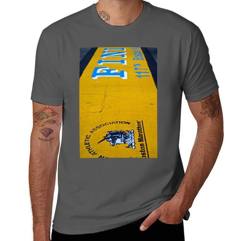 Boston Marathon TShirt Minimalist Plain Crew Neck TShirt