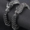 Vintage Animal Jewelry Dragon Body Chain Bracelet Men Solid Stainless Steel Men's Bracelets with Green Eyes Wrist Accessories
