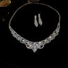 3Pcs Rhinestone Necklace and Earring Set U-Shaped Crystal Bride Jewelry Set  Ladies Gift
