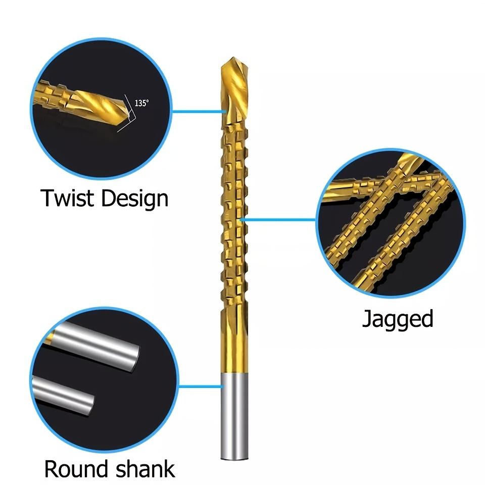 Three Piece Titanium Coated High-speed Steel Drill Fried Dough Twists, suitable for Metal, Wood and Plastic