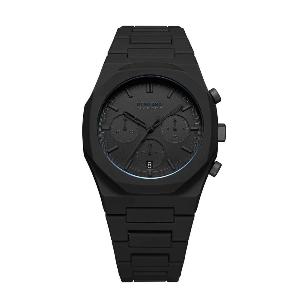 Authorized Distributor [D1 MILANO] D1 Milano Men's Watch PHBJSH Polychrono Shadow 40.5mm All Black