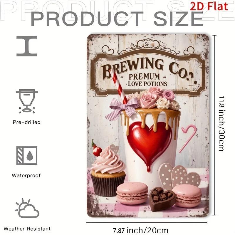 Retro Heart Coffee Metal Tin Sign for Bar Cafe Decor Wall Art Poster