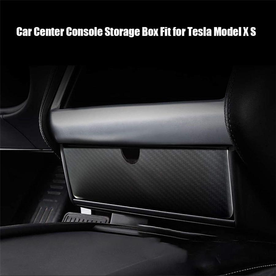 Carbon Fiber Look Center Console Storage Box Organizer Drawer Tray Fit For Tesla Model X/S