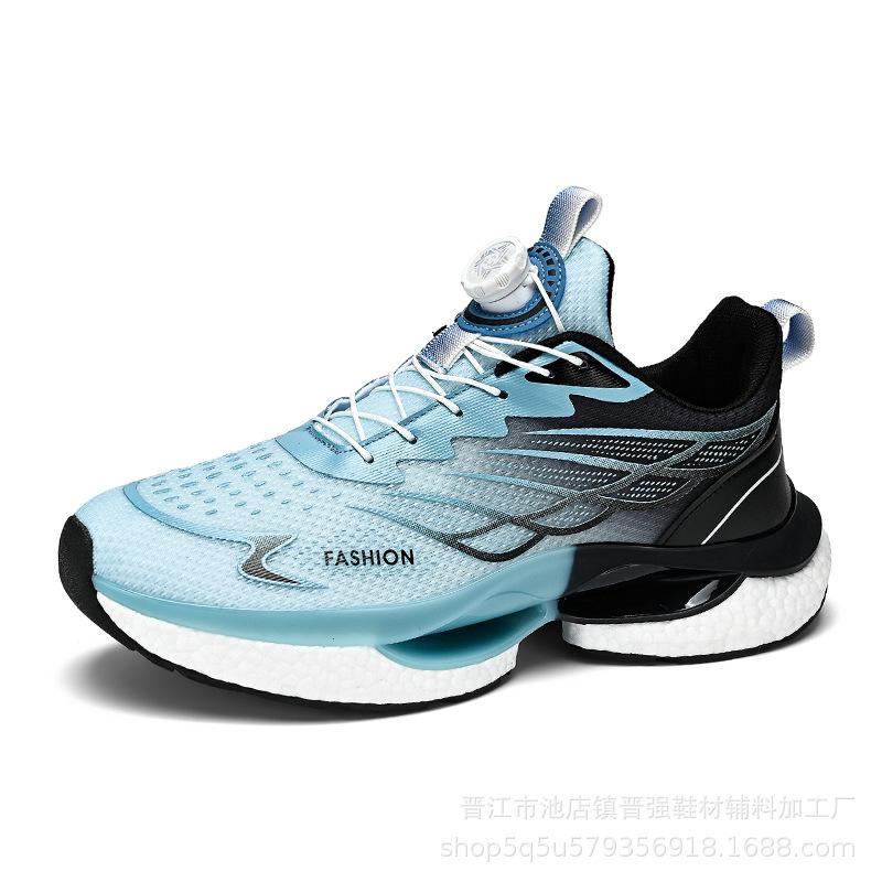 Hot Sale Men's Shoes Winter Sneakers Rotating Button Free Shoelaces Popcorn Soft Sole High Quality Ice Silk Running Shoes
