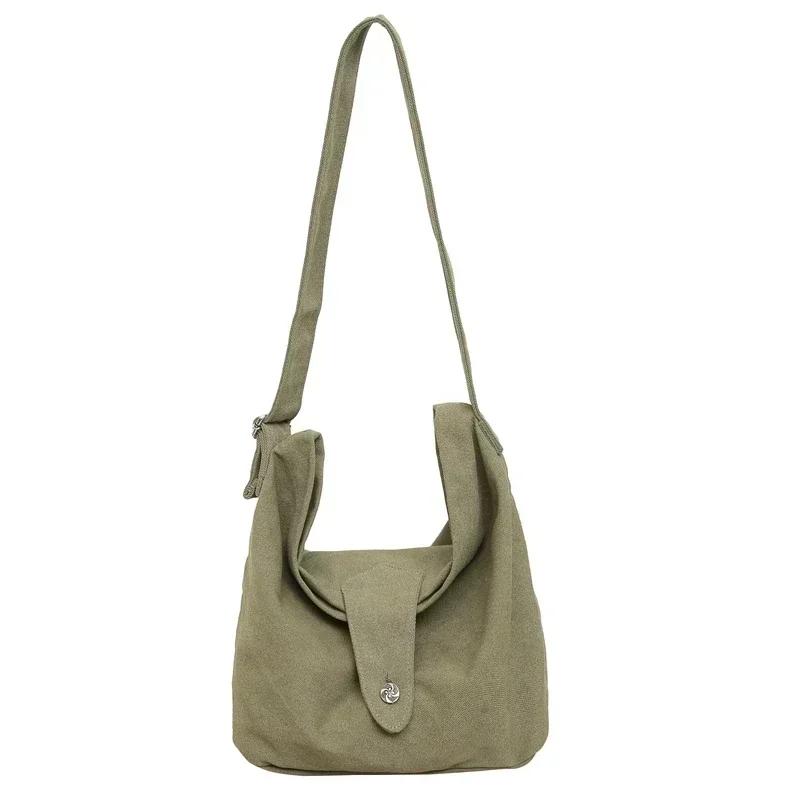 

Solid Color Zipper Canvas Crossbody Bag Fashionable Shoulder Bag Soft Versatile Sweet Travel Bag Premium Durable