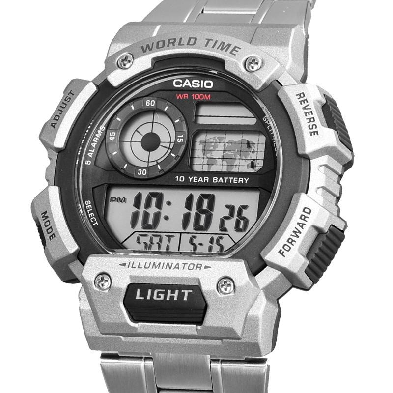 Casio YOUTH Series-Disc Digital Display Classic Retro Fashion Ten Years Electric Movement Quartz Movement Stainless Steel Strap Japanese AE-1400WHD-1A