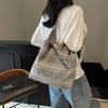 Fashion Plaid Canvas Bag Lazy Wind Underarm Bag Women's New Casual Large-capacity Shoulder Tote Bag