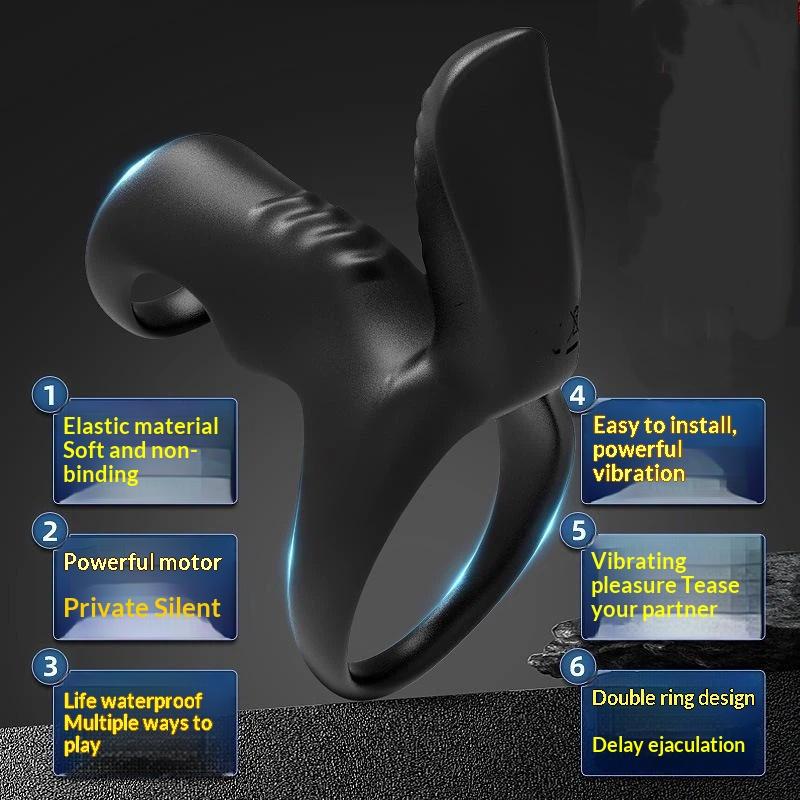 Soft Silicone Waterproof Vibrating Cock Ring Multi Vibration Modes Dual Pleasure For Couples Intimate Moments