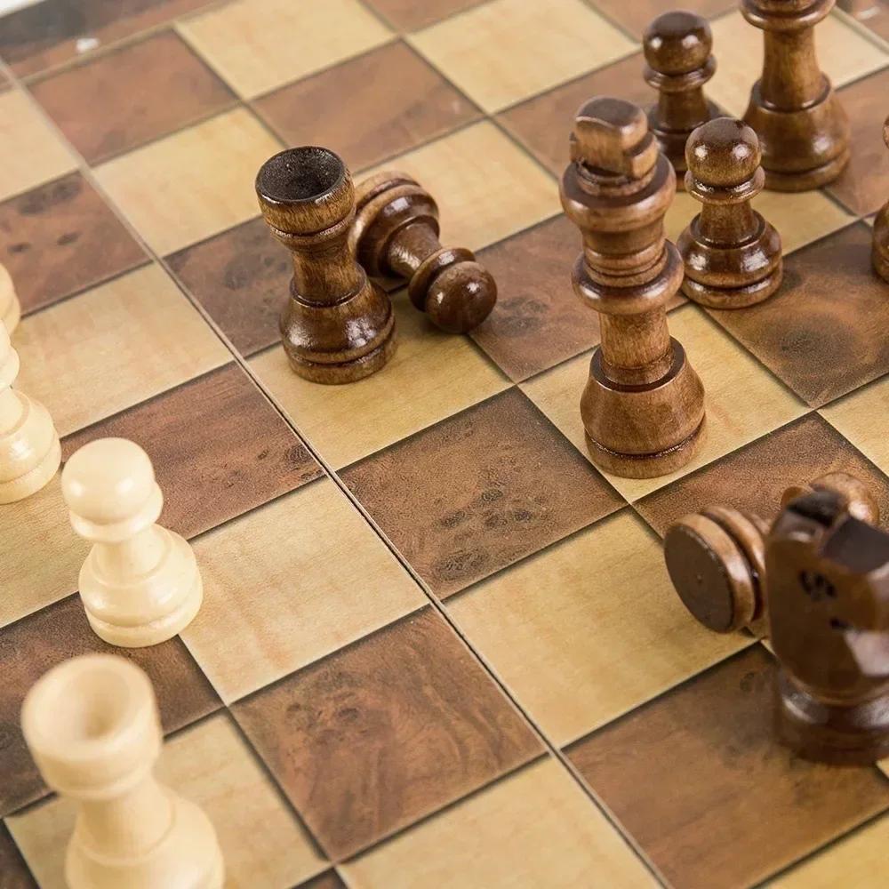Шахматная доска 3 в 1 Складная Деревянная Портативная Шахматная Игровая Доска Деревянная Шахматная Доска для Взрослых(Шахматы + шашки и нарды)