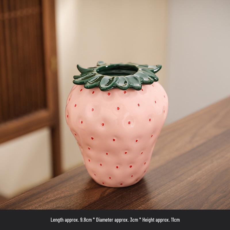 Luxury Strawberry Ceramic Vase: Stylish Home Decor Ornament for Living Room