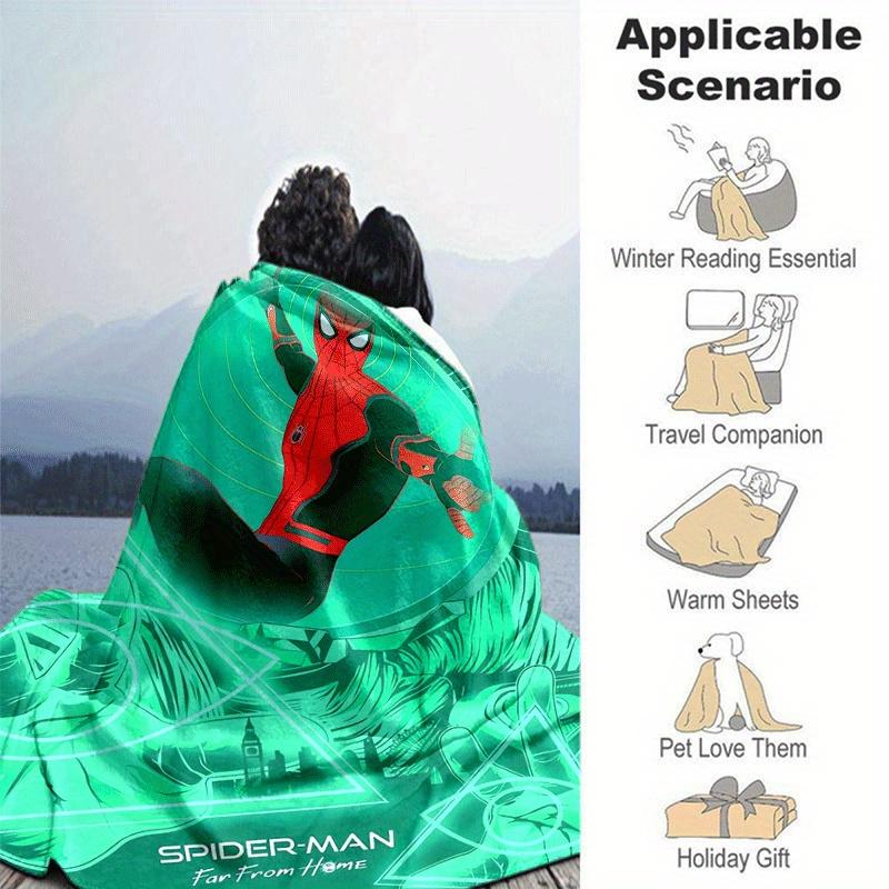 1pc Spider-Man Printing Blanket - Soft, All-Season Throw for Office Blanket, | Personalized Gift with Adorable Cartoon Design