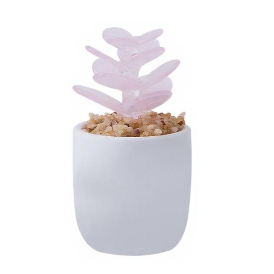 Mini Glass Flower Figurine Hand Blown Faux Crystal Hyacinth Cactus Collectible Ornament for Home Office Tabletop Garden Car Interior Decor