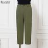 ZANZEA Women Casual Solid Color Loose Pleated Tapered Harem Pants
