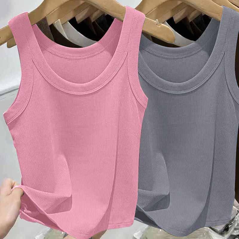 Geripptes Camisole-Oberteil aus Eisseide für Damen mit U-Ausschnitt und Spaghettiträgern für Frühling und Sommer