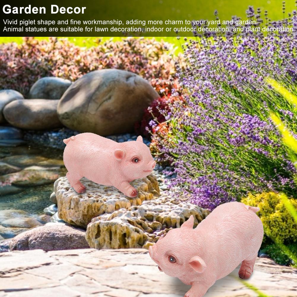 2pcs Landscape Lawn Garden Courtyard Resin High Simulation Piglet Decoration Animal Pig Ornament