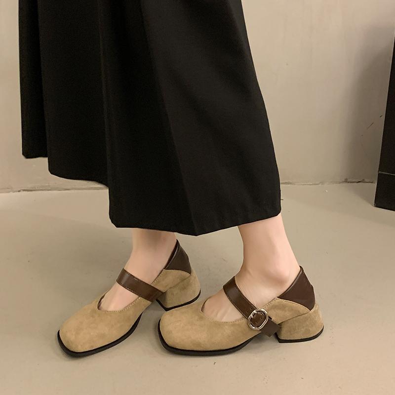 Fashion Vintage Square Toe Thick Heel Women Mary Jane Shoes Street Style Cosy Leopard Print Party Dress Female Pumps New Spring Autumn