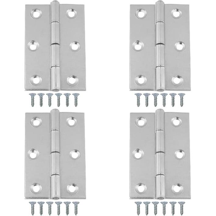 Mcredy Garage Door Hinge 2.7" Silver Stainless Steel Kitchen Cabinet Hinges Box Hinges with Screws for Living Room Bedroom Office, 2-Pack