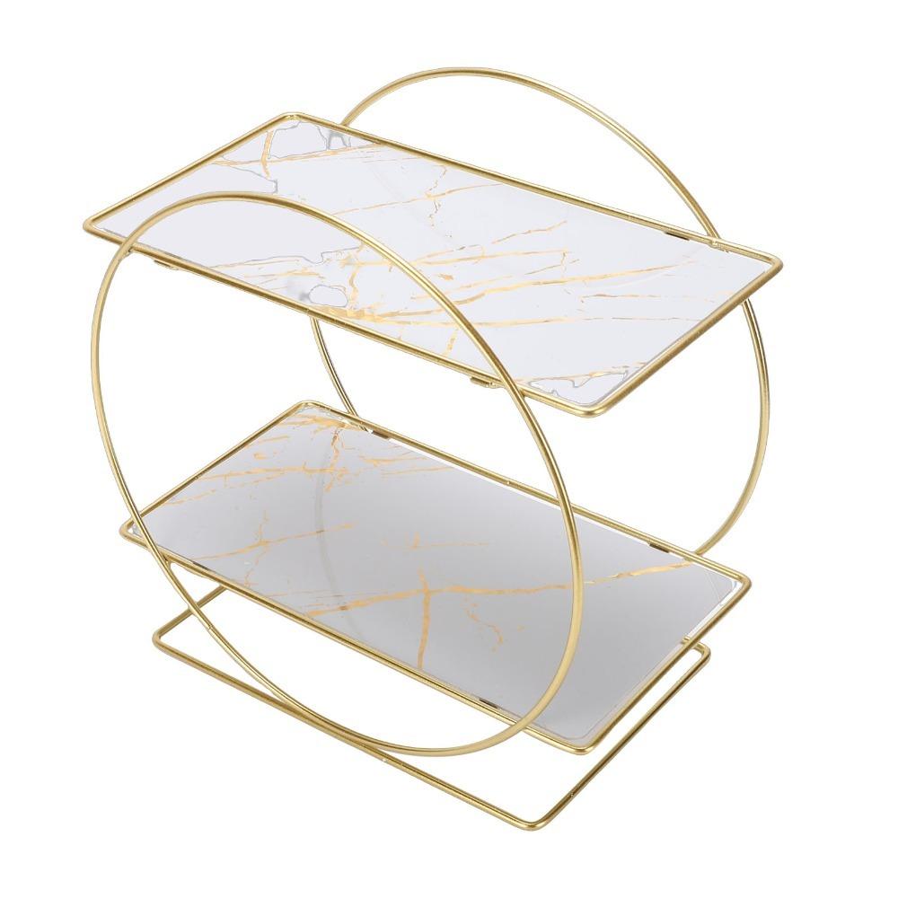 Iron Bathroom Counter Organizer 2 Tier Makeup Organizer Cosmetic Display Shelf Bedroom Vanity