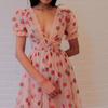 Damen Abendkleid mit Erdbeer-Pailletten-Verzierung, V-Ausschnitt Tüll Schnürung Langes Kleid, Elegantes Sexy A-Linien Ballkleid mit Fließendem Rock