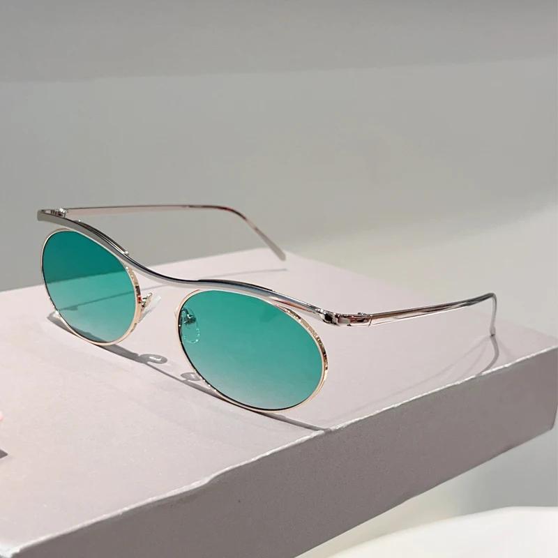 

Винтажные овальные солнцезащитные очки Новая мода Металлическая оправа Градиентные Уличные Повседневные Очки Женские Модные Дизайнерские Солнцезащитные Очки