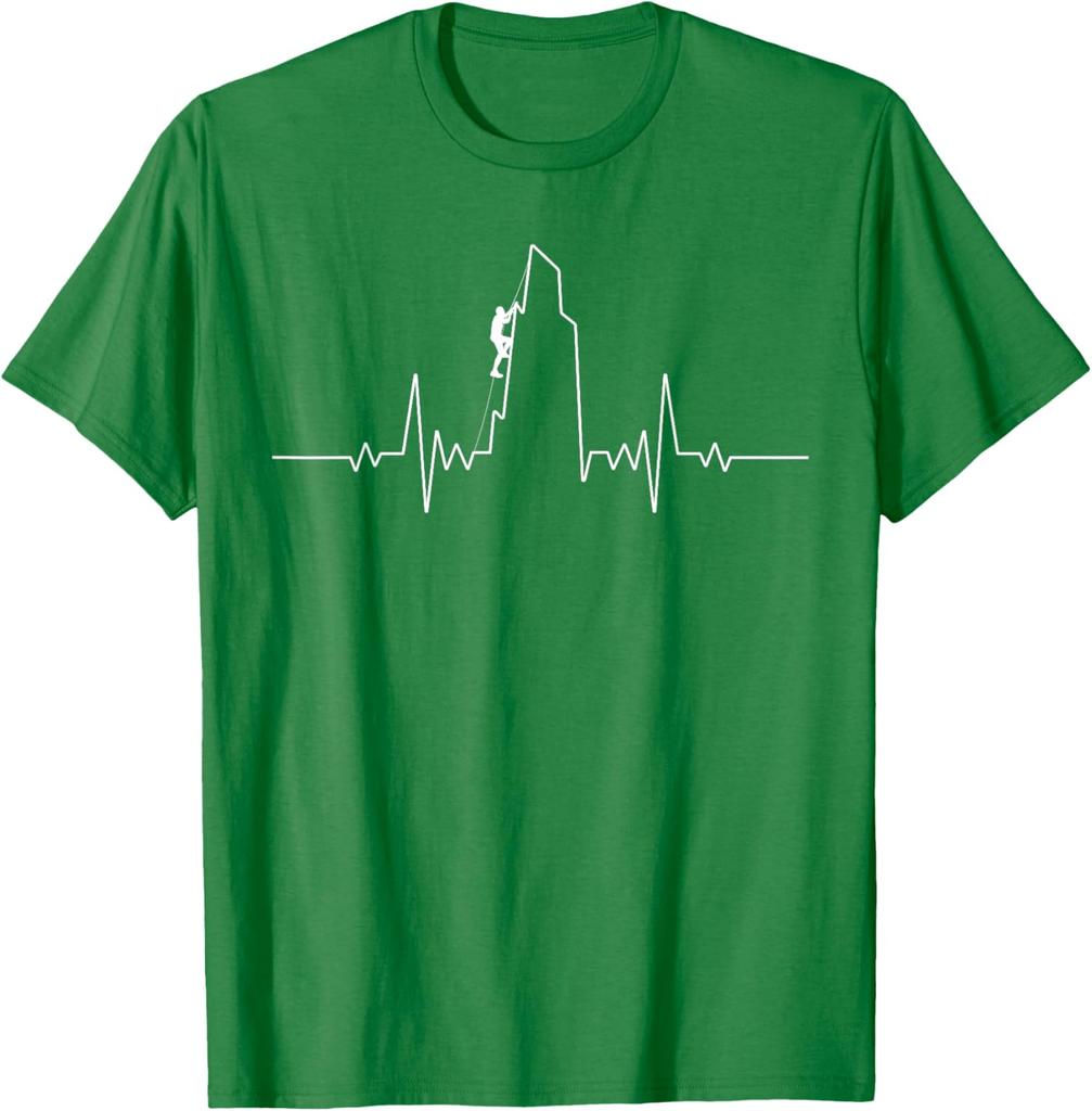 Klippklättring EKG Hjärtrytm Bergsbestigare Grafisk T-shirt Andningsbar Kortärmad T-shirt för Män Kvinnor