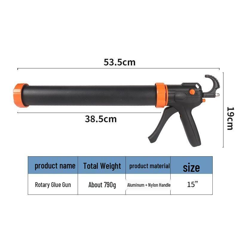 9/15 Inch Industrial Stainless Steel Dual-Use Rotating Glass Soft Sealant Gun