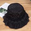 Elegant Lace Ruffle Wide Trim Bucket Hats for Women Ladies Outdoor Sun Caps Foldable Fisherman Hats for Travel, Beach, Hiking