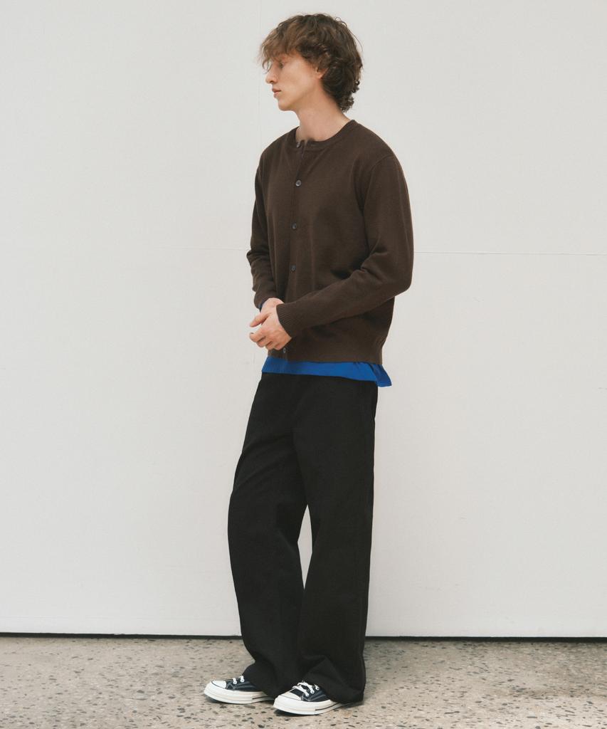Wednesday Oasis Crop Crewneck Knit Cardigan_Brown(Wc25-Kn63)