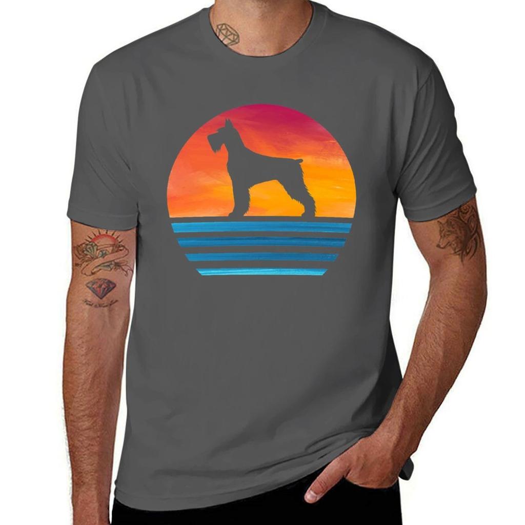 Funny Giant Schnauzer Mom Dog Lover Vintage Silhouette Giant Schnauzer Owner Gifts Tshirt Fashion Casual Short Sleeve Tshirt