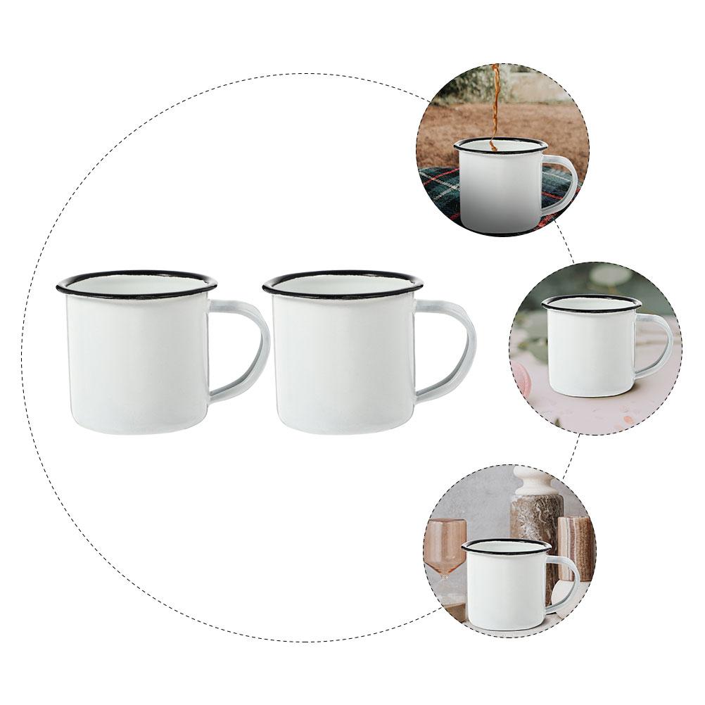 2 Piezas Vaso Antiguo Retro para Beber Tazas de Esmalte Tazas Hierro Casa de Campo Café Rústico Multifunción Agua Vasos para Niños