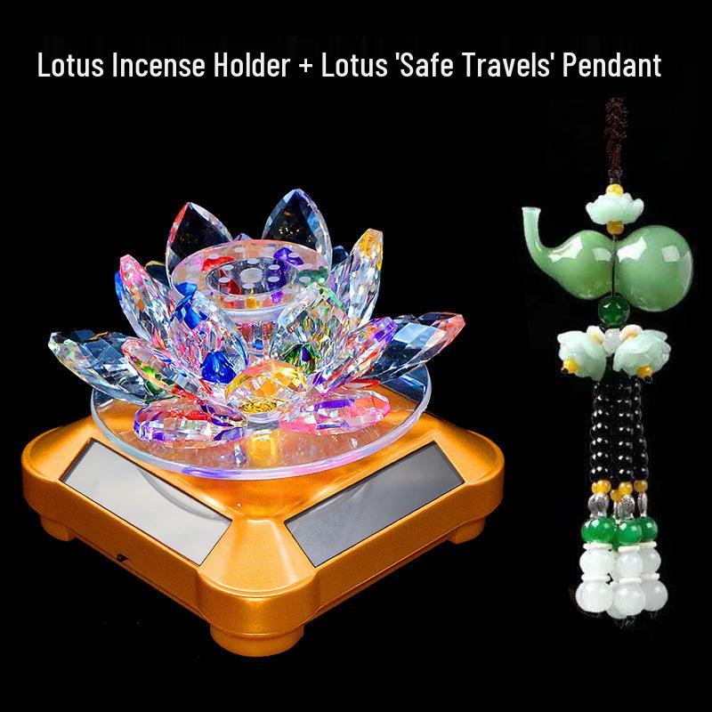 Rotating Crystal Lotus Solar Car Air Freshener & Aromatherapy Ornament
