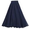 Chiffon Skirt Elastic Waistband Design Solid Color Women's High Waisted Dance Skirt Medium Length A-word Draping Long Skirt Commute Simple Casual