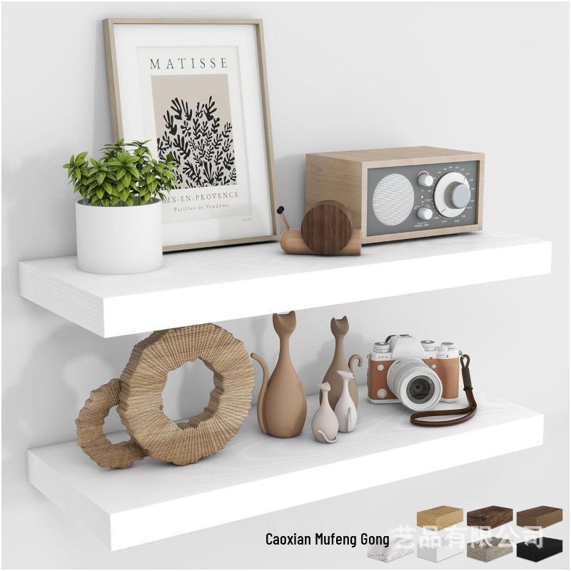 Solid Wood Wall-Mounted Shelf for Living Room