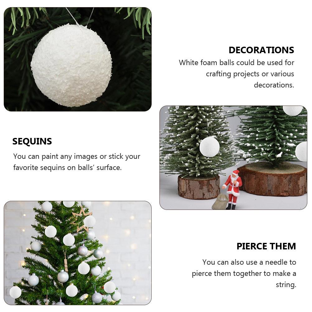 6Pcs White Christmas Ball Craft Supplies High Density Smooth Round Balls for Party Decor Tree Ornament Art Projects School DIY